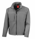 Result's R121A jacket in gray features a front zipper, a stand-up collar, and a chest pocket. It comes with two side pockets and is displayed against a white background.