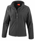 R121F zip-up jacket in black by Result, featuring a high collar and multiple pockets, displayed on a white background.