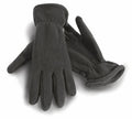 A pair of R144X dark gray fleece gloves from Result Winter Essentials, featuring elastic wrists and laid one on top of the other.