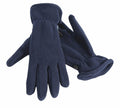 A pair of Result Winter Essentials R144X navy blue fleece gloves, with one glove laid flat and the other angled slightly above it.