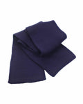 A folded R145X knit scarf in dark blue, from the brand Result Winter Essentials, displayed on a white background.