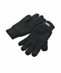 R147X by Result Winter Essentials are black knitted gloves featuring a small label on the cuff of one glove, set against a white background.