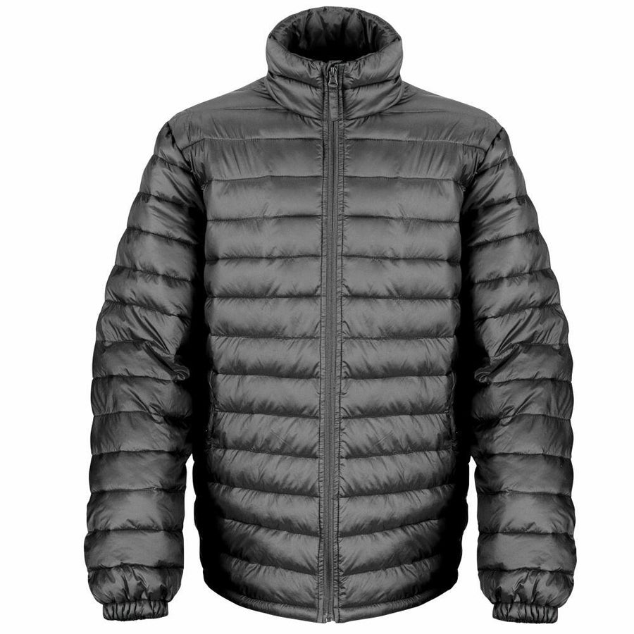 R192M by Result Urban Outdoor is a high-collared puffer jacket in gray, featuring a full-length zipper.