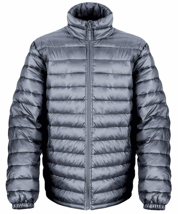 A gray, puffer jacket with a high neck and front zipper closure. The Result R192M appears to be insulated for warmth.