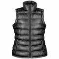 A black quilted puffer vest featuring a high collar and front zipper closure, called the R193F, from Result Urban Outdoor.