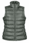 The Result Urban Outdoor R193F is a sleeveless puffer vest in green, featuring a front zipper and a high collar.