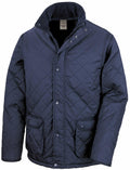A Result Urban Outdoor R195X navy blue quilted jacket featuring a button closure and two front pockets.