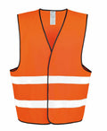 A Result Core R200X, featuring an orange design with black trim and two horizontal white reflective stripes.
