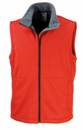 R214X by Result Core is a red zip-up vest featuring a gray inner lining and a standing collar.