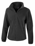 A black R220F fleece jacket from Result Core featuring a full front zipper and two zippered pockets.