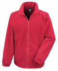 R220X fleece jacket from Result Core, featuring a zipper, high collar, and side pockets in red.