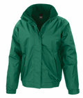 The R221M jacket by Result Core, featuring a high collar, green zip-up design, and two side pockets, is showcased against a plain background.
