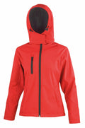 R230F jacket by Result Core in red, featuring a front zipper, hood, and three zipped pockets.