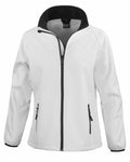The Result Core R231F is a simple and casual white zip-up jacket featuring a black interior lining and black zipper accents. It includes zipped side pockets and a high collar for added warmth.