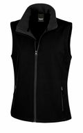A black, high-collared, sleeveless zip-up vest with side pockets from Result Core's R232F line.