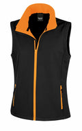 The Result Core R232F is a black sleeveless vest featuring orange accents and a front zipper.