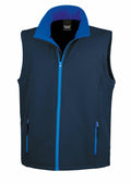 The Result Core R232M is a sleeveless navy blue vest that includes a high collar and royal blue lining. It comes with a front zipper and two side pockets accented in blue.