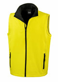 Result Core's R232M is a yellow sleeveless jacket with a black zipper and collar, featuring two zippered side pockets.