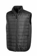 The Result Core R244X is a black quilted sleeveless puffer vest featuring a zipper front and high collar.