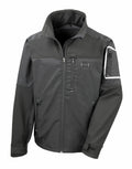 Result Work-Guard R302X in dark gray, featuring a zip-up design with a high collar, zippered pockets, and adjustable cuffs.