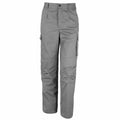 Result Work-Guard's R308X cargo pants in gray, featuring side pockets, a front button, and belt loops, displayed against a white background.