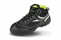 The Result Work-Guard R339X hiking boot features a black and green design with reflective details and multi-tone laces, set against a white background.