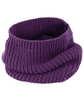 The Result Winter Essentials R361X is a purple knitted neck warmer featuring a ribbed texture that folds over slightly at the top, giving it a cozy, plush look.
