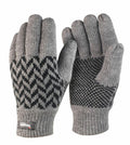 Result Winter Essentials R365X knit gloves in gray, featuring black geometric patterns on the front.
