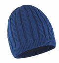 R370X blue beanie with a cable knit pattern by Result Winter Essentials.