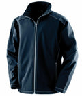 A black zip-up jacket with a high collar and long sleeves from Result Workguard, named R455M.