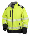Result Safeguard's R476X jacket is available in a high-visibility yellow and black design featuring reflective stripes and a front zipper.