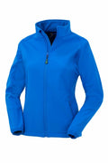 Result Genuine Recycled's R901F is a blue jacket featuring long sleeves and a stand-up collar with a zipper closure.