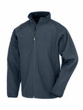 R901J by Result Genuine Recycled is a dark gray zip-up jacket featuring a high collar and long sleeves, showcased against a plain white background.