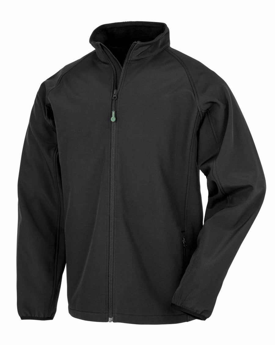 Result Genuine Recycled's R901M is a black zip-up jacket featuring a high collar and long sleeves.