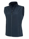 The Result Genuine Recycled R902F is a dark gray vest featuring a high collar and zippered pockets, designed in a sleeveless zip-up style.