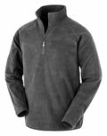 R905X pullover from Result Genuine Recycled in a dark grey fleece with a quarter-zip collar, showcased on a plain white background.