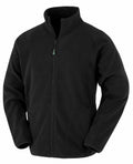R907X black fleece jacket by Result Genuine Recycled, featuring a full zipper and high collar, showcased against a plain white background.