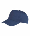 A Result Genuine Recycled R984J blue baseball cap viewed from the side against a white background.