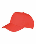 Product R984J from Result Genuine Recycled features a vibrant red baseball cap with a curved brim, showcased on a simple white background.