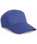 The RC02X by Result Headwear is a solid blue baseball cap featuring a six-panel design and a curved brim, showcased against a white background.