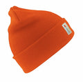 Orange knit beanie from Result Winter Essentials (Product Name: RC033) featuring a small 3M Thinsulate label on the cuff.