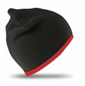 A Result Winter Essentials RC046 beanie in black with a red trim at the bottom.