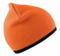 A bold orange knit beanie with black edging, the RC046 from Result Winter Essentials, showcased against a white background.