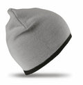 The RC046 beanie from Result Winter Essentials is displayed on a white backdrop, featuring a gray design with black trim at the bottom and a slight tilt to the right.