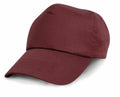 The RC05J from Result Headwear is a maroon baseball cap featuring a curved brim.