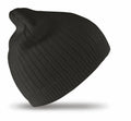 An RC074 knit beanie from Result Winter Essentials in black, displayed against a white background.