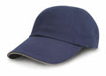 The RC10P by Result Headwear is a navy blue baseball cap featuring a curved brim, set against a plain white background.