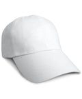 Introducing the RC10X from Result Headwear: a minimalist plain white baseball cap, featuring a curved brim and smooth fabric. The front view reveals unadorned material with visible stitching along the crown and brim.