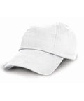 The RC18J, a plain white baseball cap from Result Headwear, is displayed against a white background. The cap features a curved brim and has no visible logos or designs.