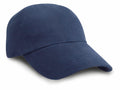 The RC24J from Result Headwear is a plain navy blue baseball cap featuring a curved brim and a structured crown.